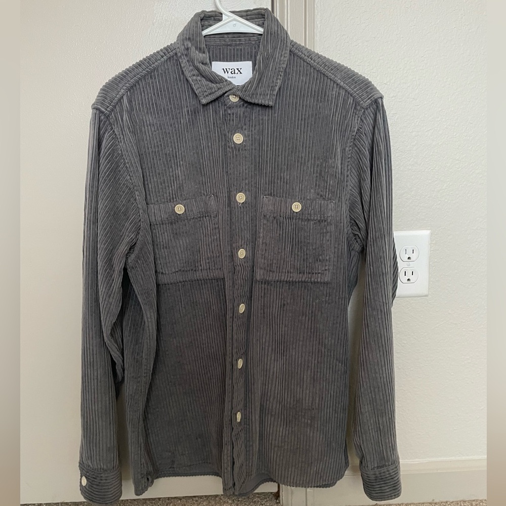 Wax London Gray Corduroy Button-Up Shirt